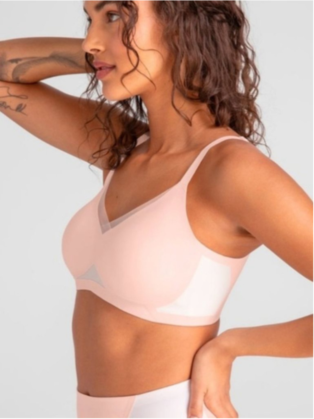 HONEYLOVE Crossover Wireless Pink and White Bra XL